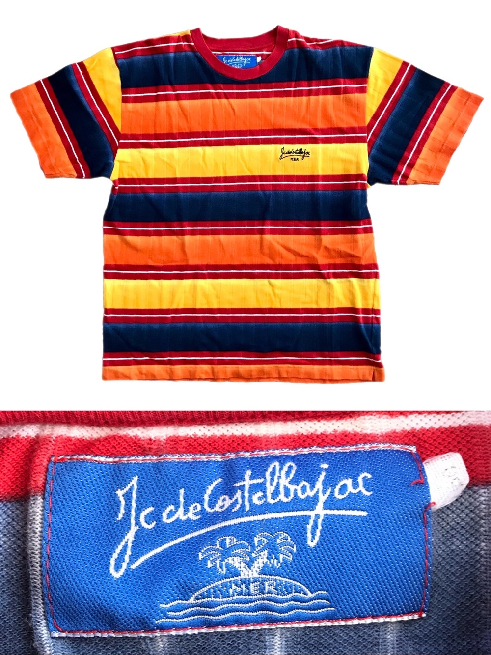 Vintage 1990s JC de Castelbajac Mer Collection Striped Short Sleeve Tee Shirt